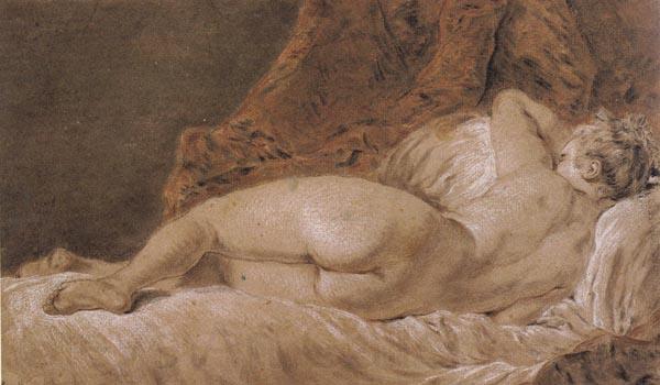 Francois Boucher Reclining female Nude seen from behind Norge oil painting art